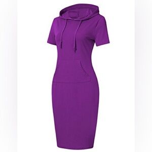 Chic Purple Midi Dress with Hoodie-Missky